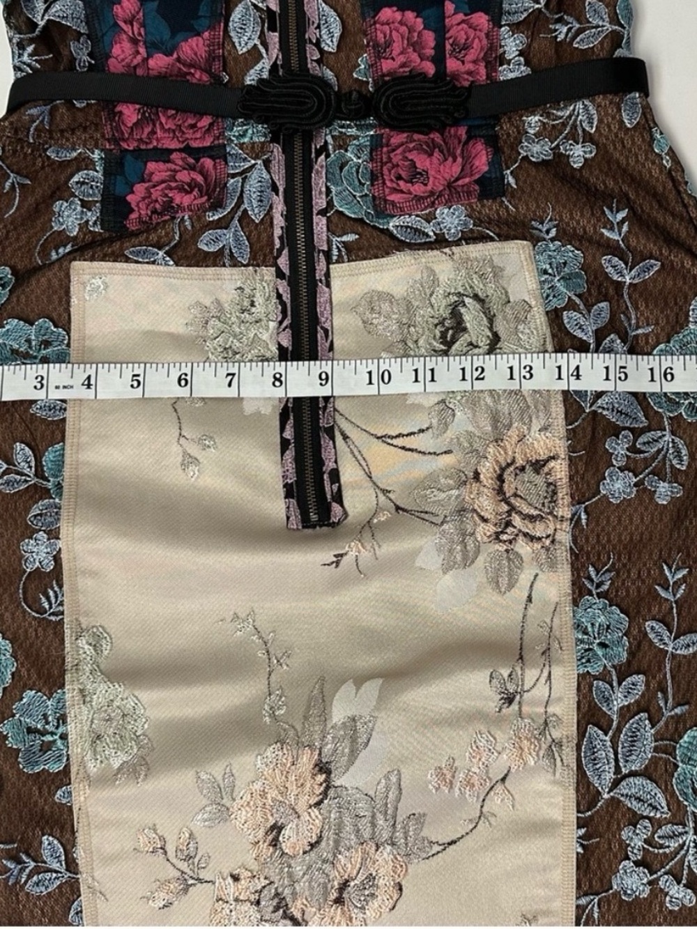 Beguile by Byron Lars Pieced Brocade Sheath Dress w/ Belt, Size 4 - Picture 14 of 16